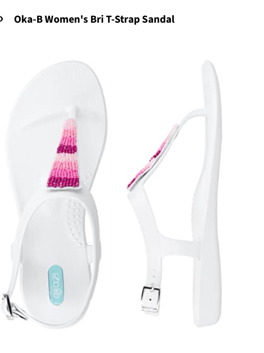 OKA b. Bri White Sandals with Pink Beaded T-Strap 9 EU 39 Vegan New Beach Boho